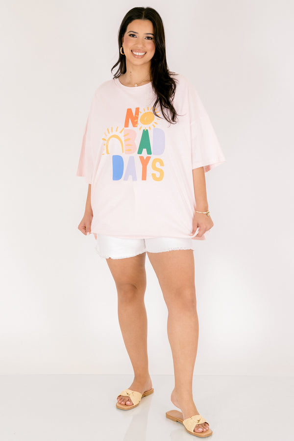 Chic Soul plus size clothing, light pink oversized boyfriend tee with 