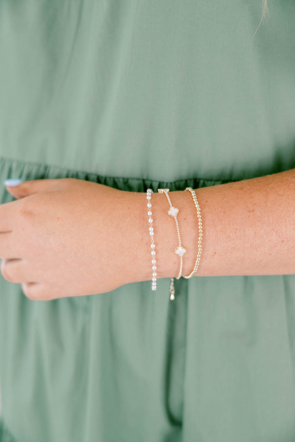 Chic Soul plus size clothing, gold bracelet set with beaded gold and pearls