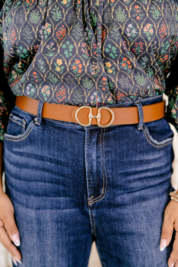 Chic Soul plus size clothing, brown belt with gold hardware