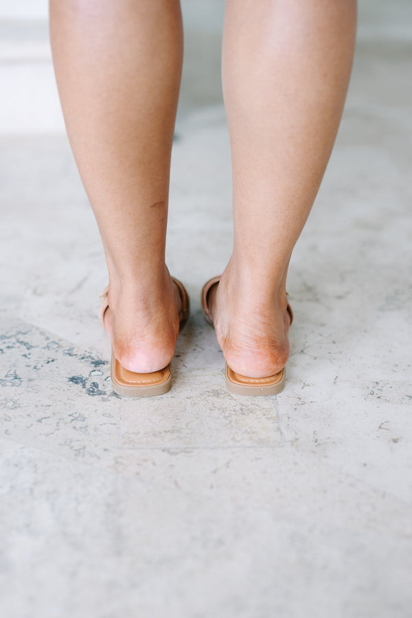 Chic Soul plus size clothing, new tan sandals with wide raffia strap and statement buckles
