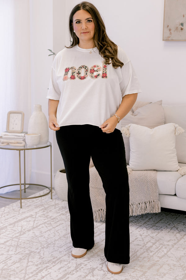 Chic Soul plus size clothing, white slightly cropped tee with 