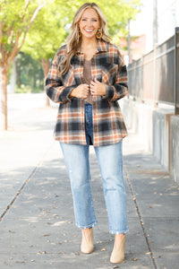 Not Your Boyfriend's Flannel Shacket, Orange – Chic Soul