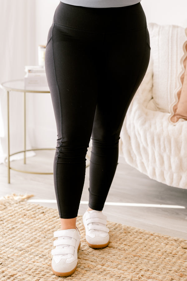 Chic Soul plus size clothing, full length black athletic leggings