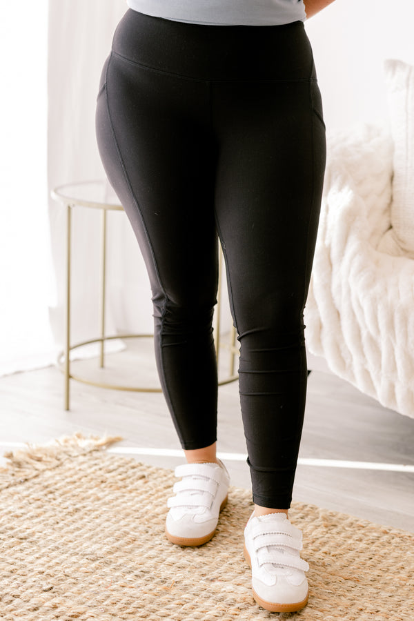 Chic Soul plus size clothing, full length black athletic leggings