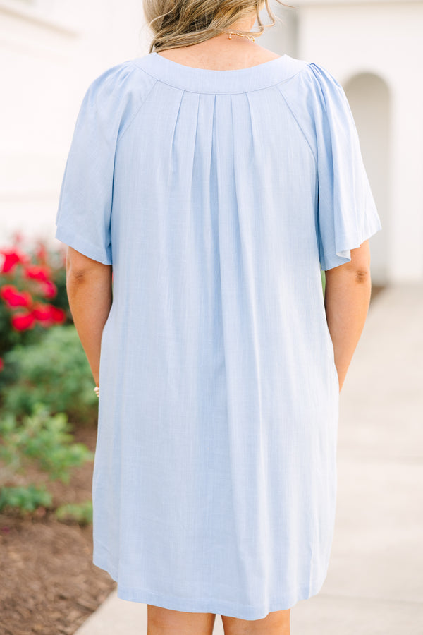 Chic Soul plus size clothing, short baby blue dress with short sleeves