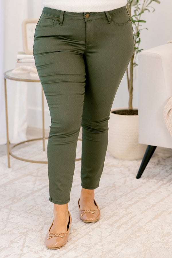 Chic Soul plus size clothing, mid rise olive skinny jeans