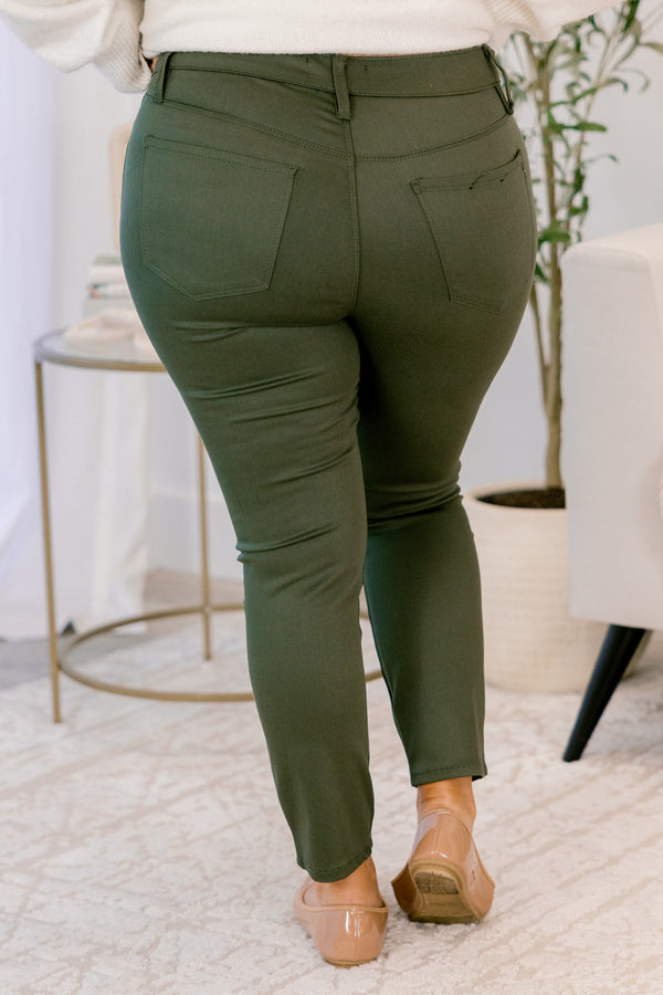 Chic Soul plus size clothing, mid rise olive skinny jeans
