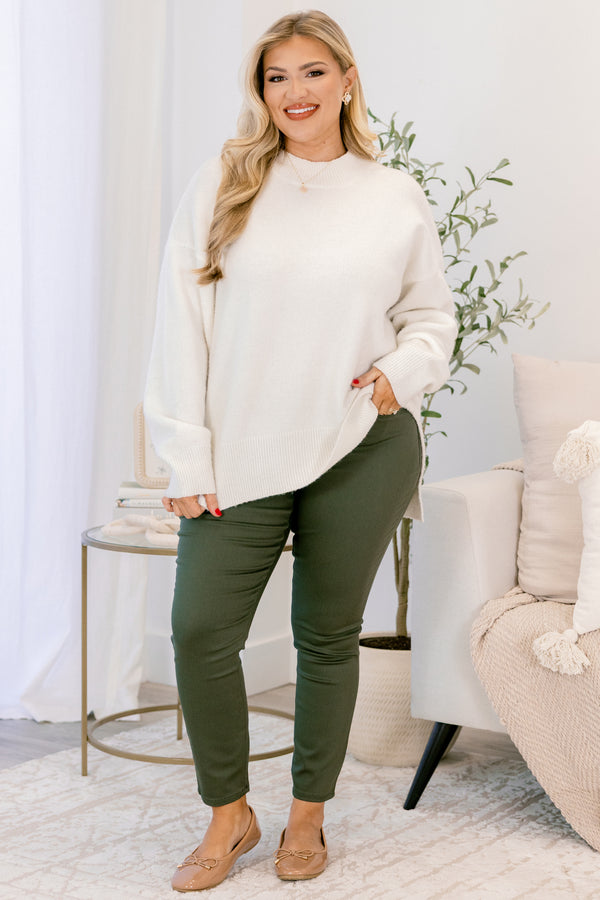Chic Soul plus size clothing, mid rise olive skinny jeans