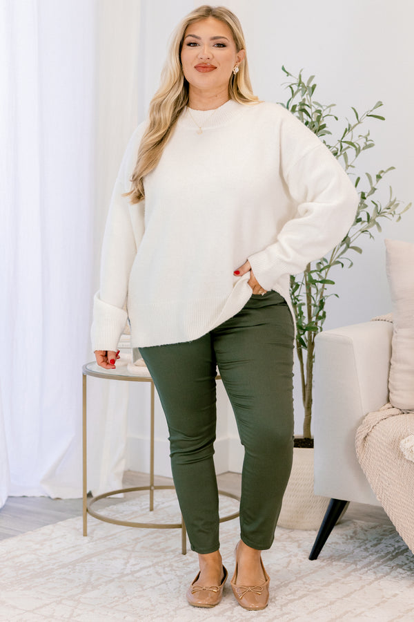 Chic Soul plus size clothing, mid rise olive skinny jeans