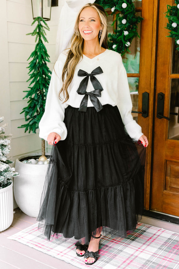 Chic Soul plus size clothing, black tule tiered maxi skirt 