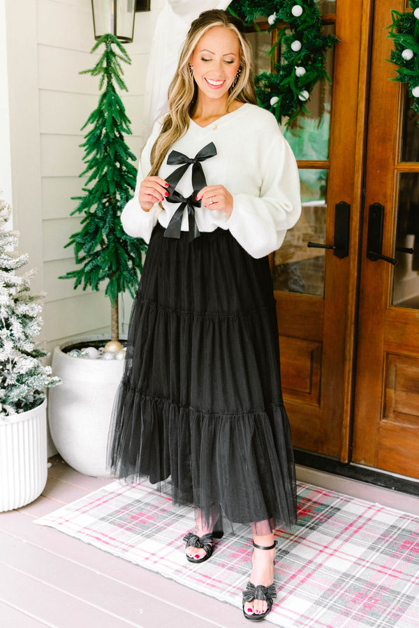 Chic Soul plus size clothing, black tule tiered maxi skirt 