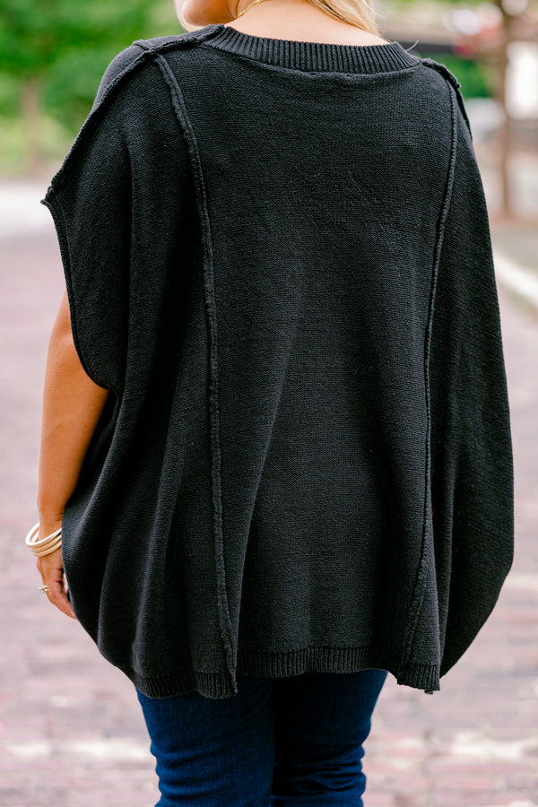 Chic Soul plus size clothing, black short sleeve sweater 