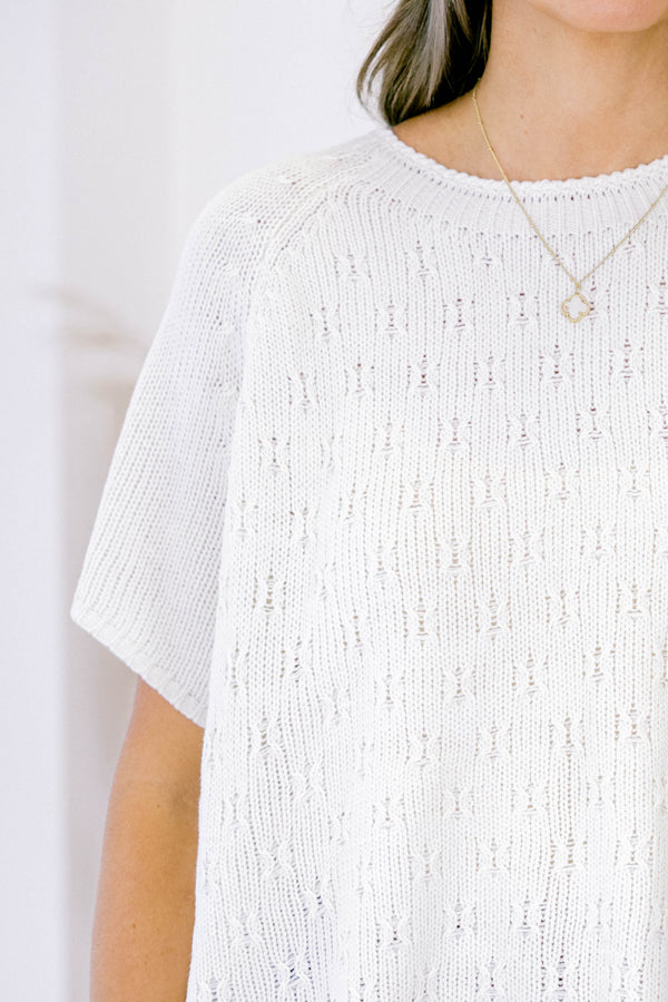 Chic Soul plus size clothing, cream knit short sleeve top