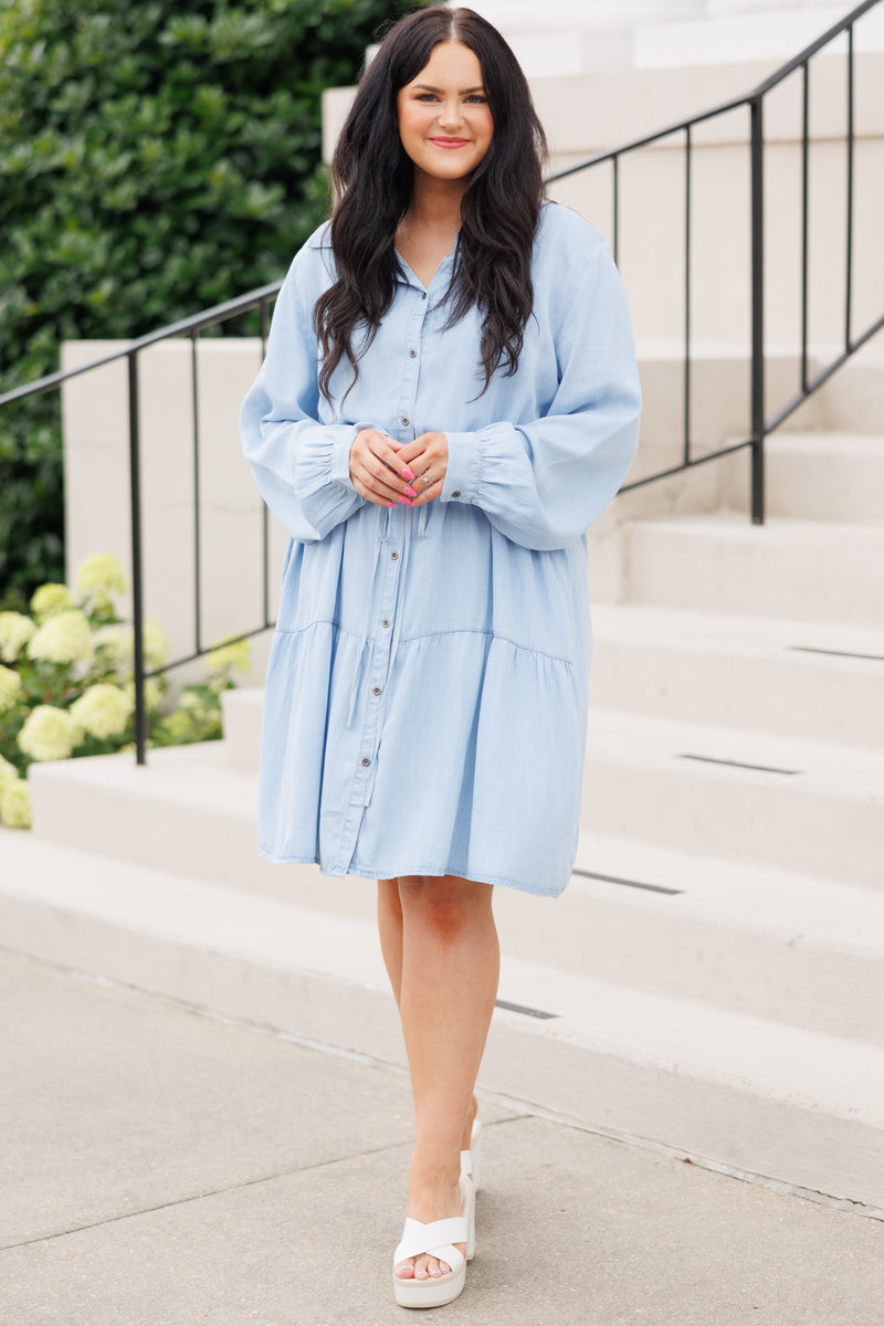 Flowy top denim dress