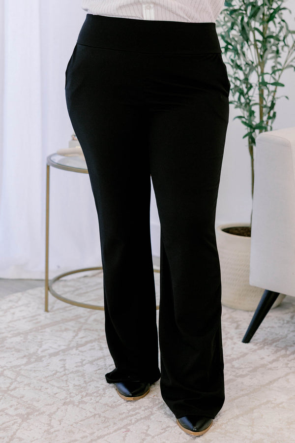 Chic Soul plus size clothing, black long straight leg stretchy pants