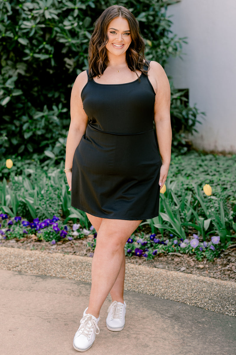 plus size dress with built in shorts HDE Womens Plus Size Romper Dress with Built in Shorts & Pockets Tie Strap Dress Black / 1X