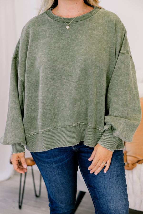 Only Getting Started Pullover, Light Olive