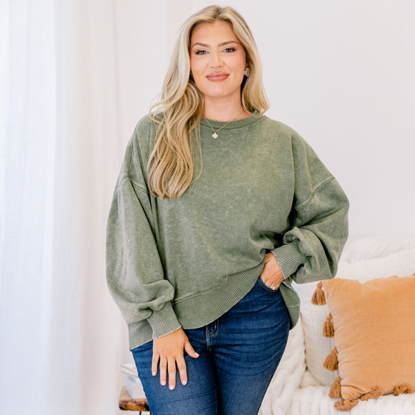 Only Getting Started Pullover, Light Olive