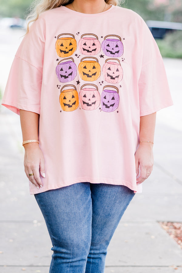Only Treats Boyfriend Tee, Cream Pink