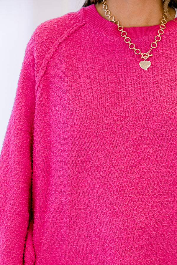 Chic Soul plus size clothing, hot pink long bubble sleeve fuzzy top