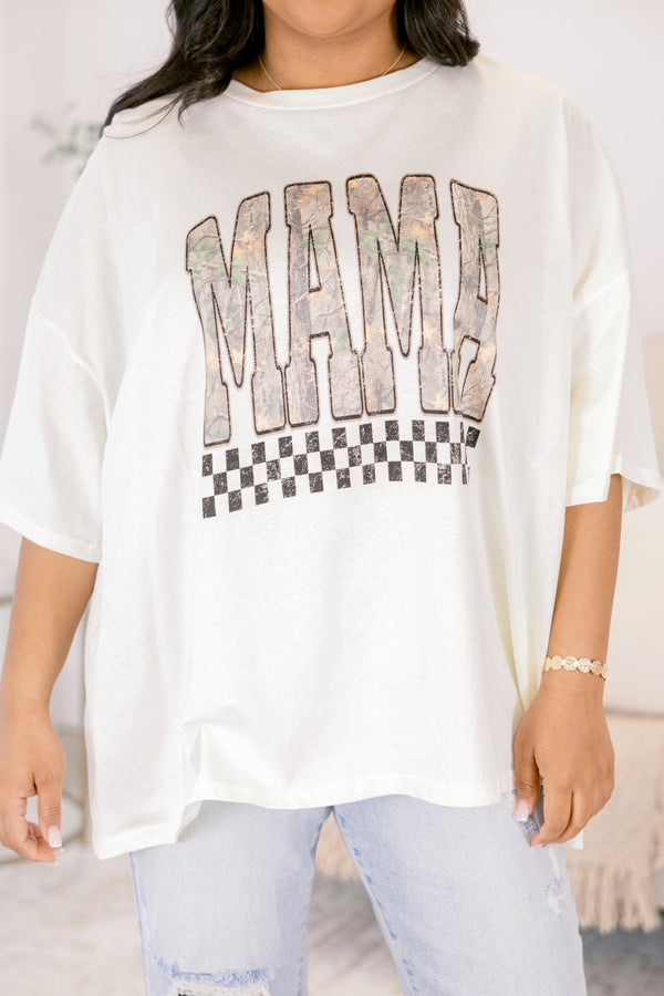 Chic Soul plus size clothing, off white short sleeve boyfriend tee with 