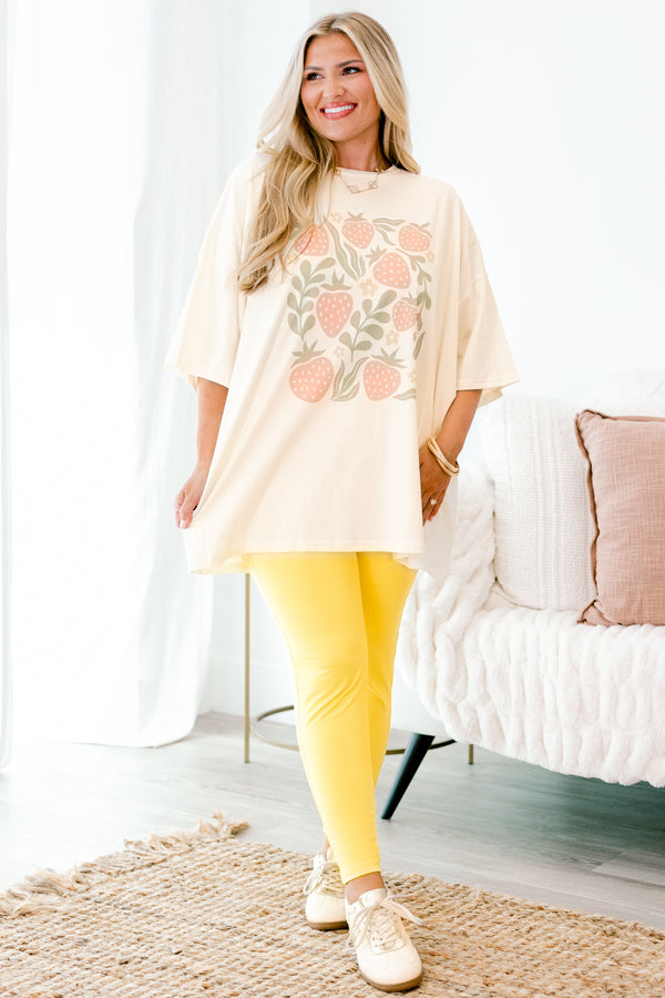 Chic Soul plus size clothing, yellow ankle leggings with a thick waistband 