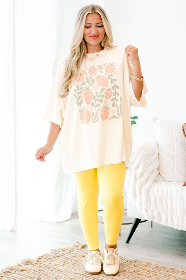Chic Soul plus size clothing, yellow ankle leggings with a thick waistband 