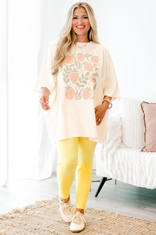 Chic Soul plus size clothing, yellow ankle leggings with a thick waistband 