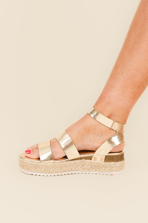Gold Espadrille Lace Up Flatform Sandals | PrettyLittleThing USA