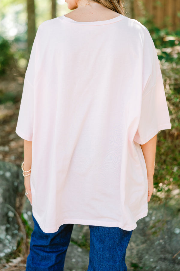 Chic Soul plus size clothing, cream pink short sleeve graphic tee with a wild west graphic on the center of the shirt and the saying 