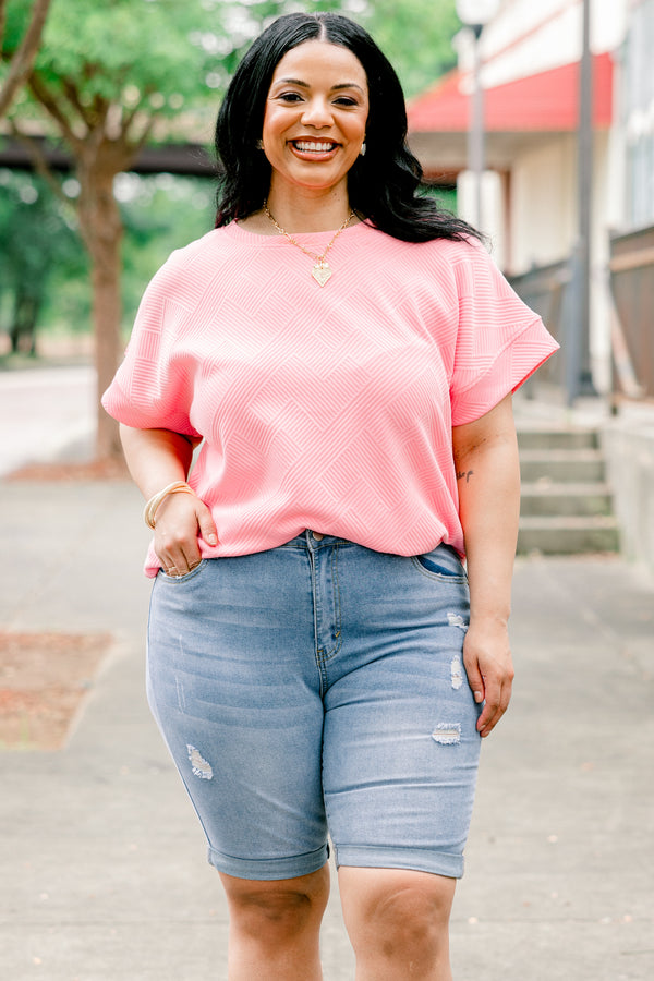 Chic Soul plus size clothing, light wash denim shorts with cuff detail and minimal distressing