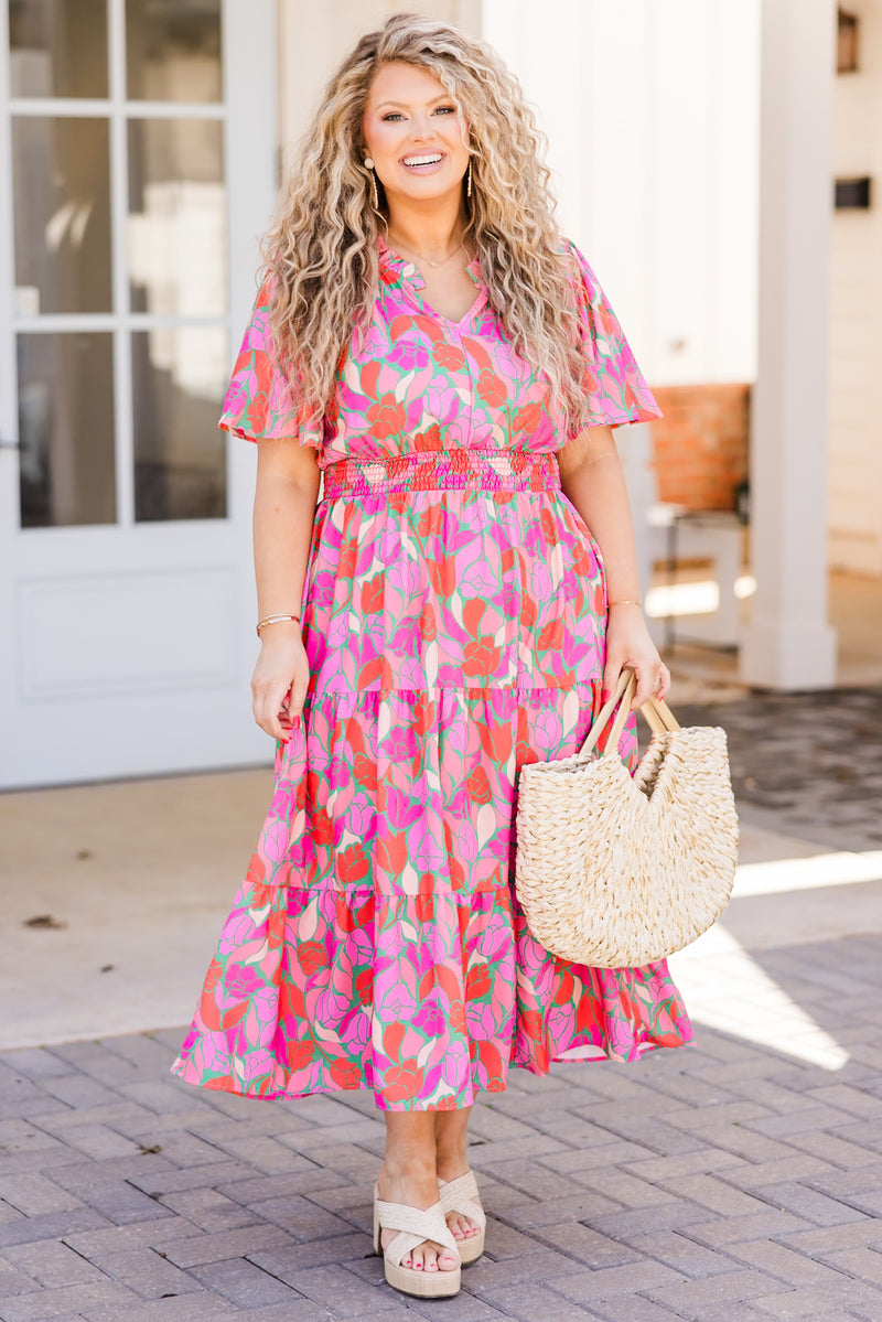 Plant Smiles Maxi Dress, Pink Multi – Chic Soul