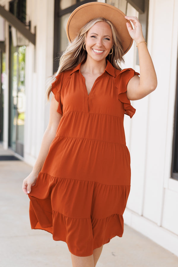 Chic Soul plus size clothing, sienna babydoll collared dress with ruffled sleeves