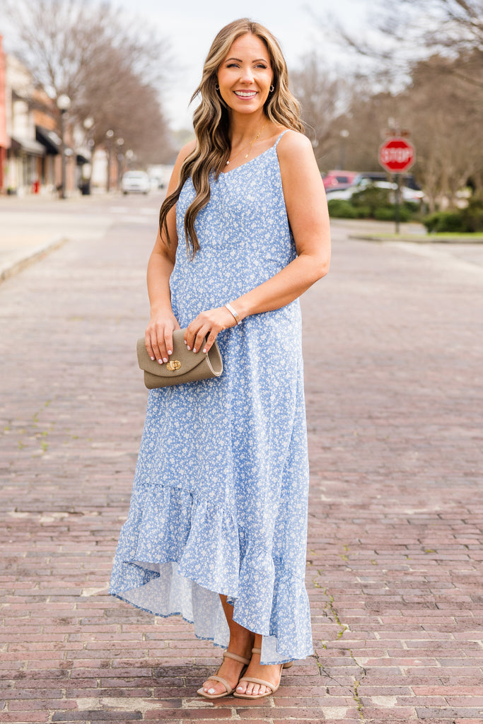 Playing It Safe Dress, White-Blue – Chic Soul