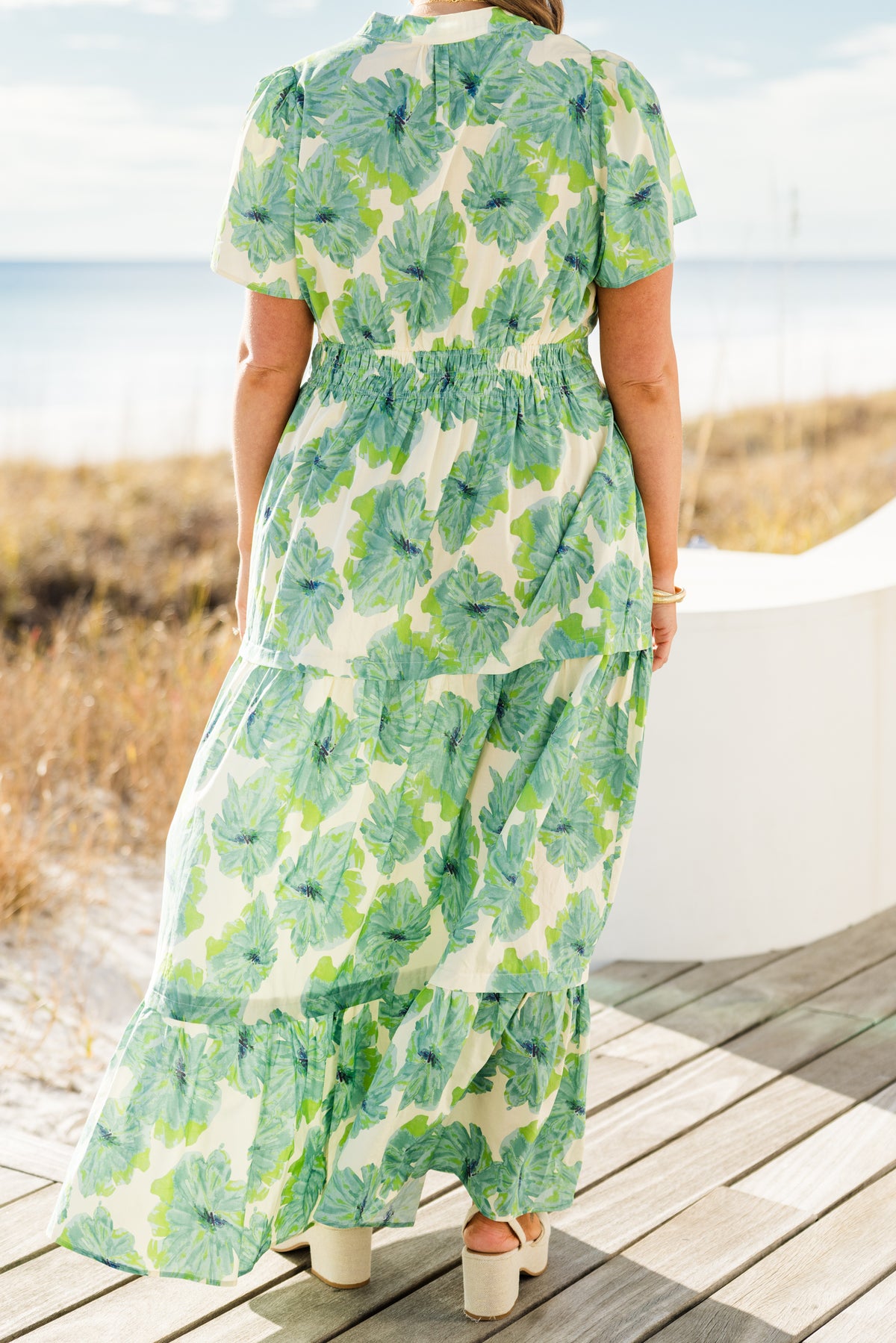 Pleated Petal Maxi Dress, Green Chic Soul Pleated Petal Maxi Dress, Green Chic Soul