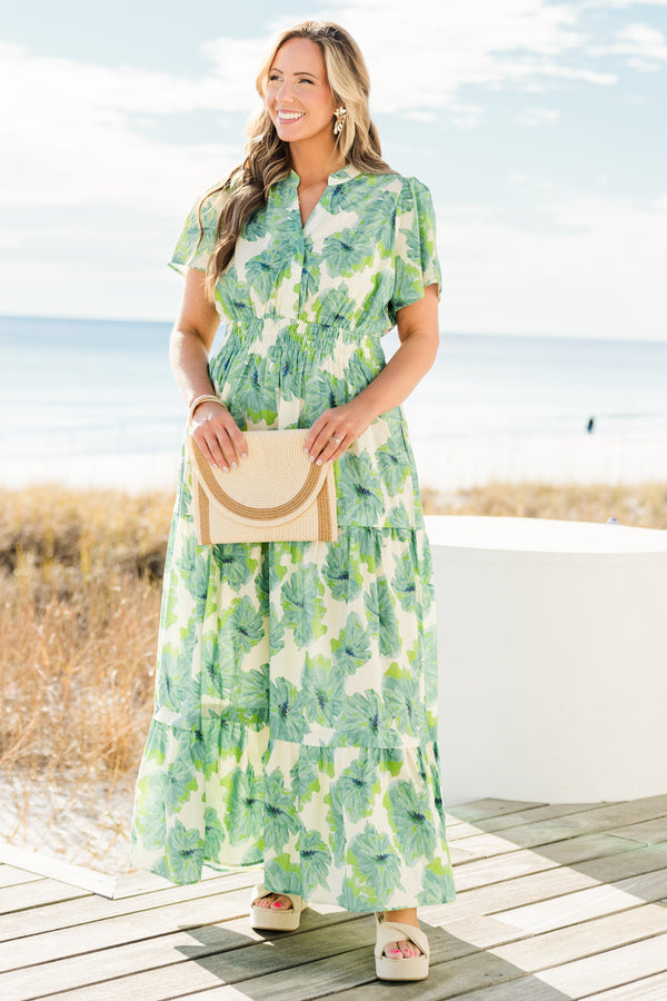 Pleated Petal Maxi Dress, Green Chic Soul Pleated Petal Maxi Dress, Green Chic Soul