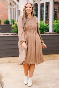 Polished Pearl Dress, Taupe – Chic Soul