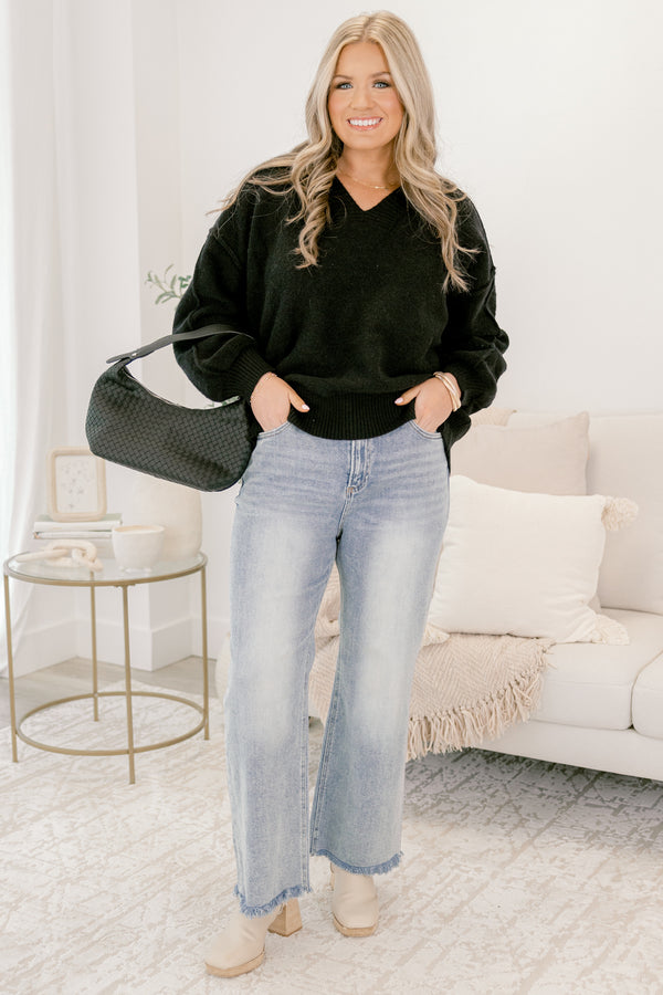 Chic Soul plus size clothing, mid-waisted light wash straight jeans with distressed edges