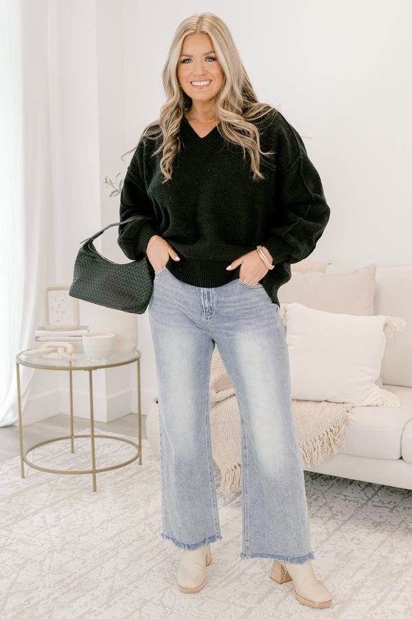 Chic Soul plus size clothing, mid-waisted light wash straight jeans with distressed edges