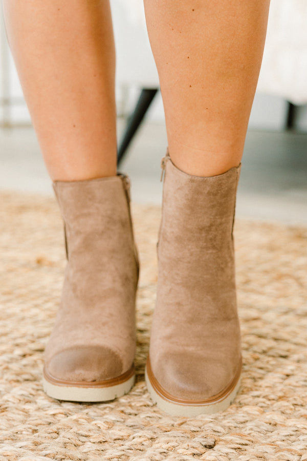 Chic Soul plus size clothing, solid taupe ankle booties