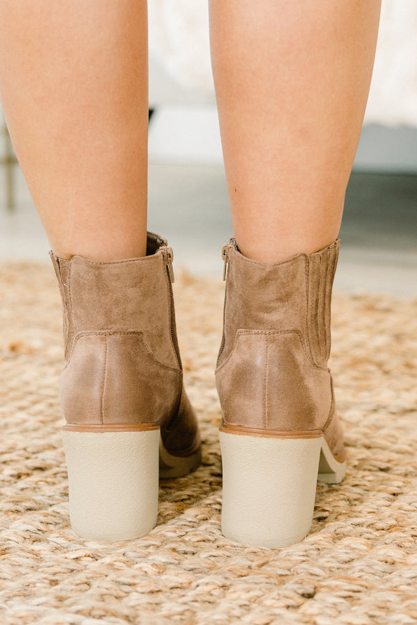 Chic Soul plus size clothing, solid taupe ankle booties