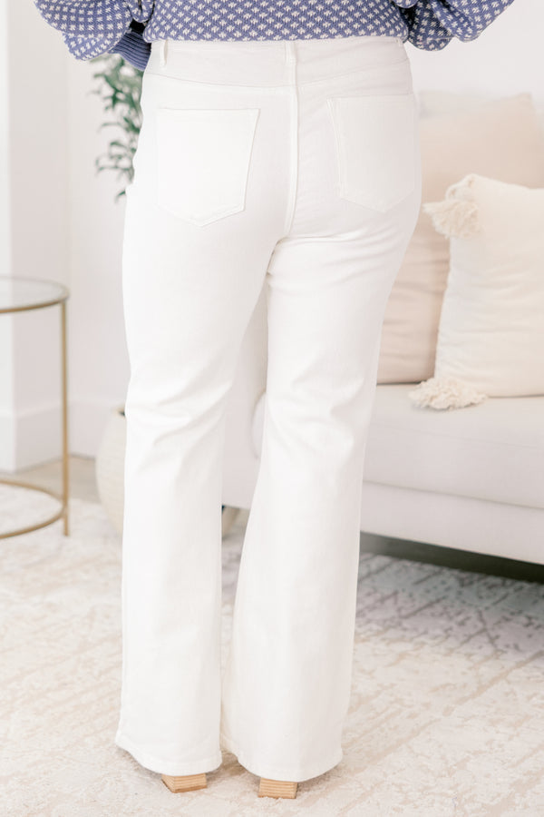 Chic Soul plus size clothing, flare leg high rise white denim jeans