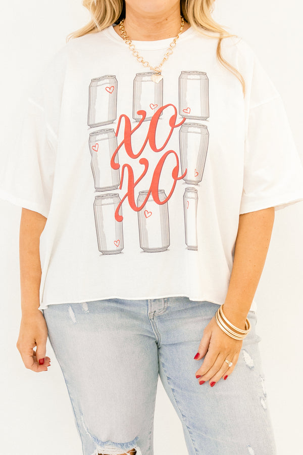 Chic Soul plus size clothing, white short sleeve vintage was tee with diet coke cans and 
