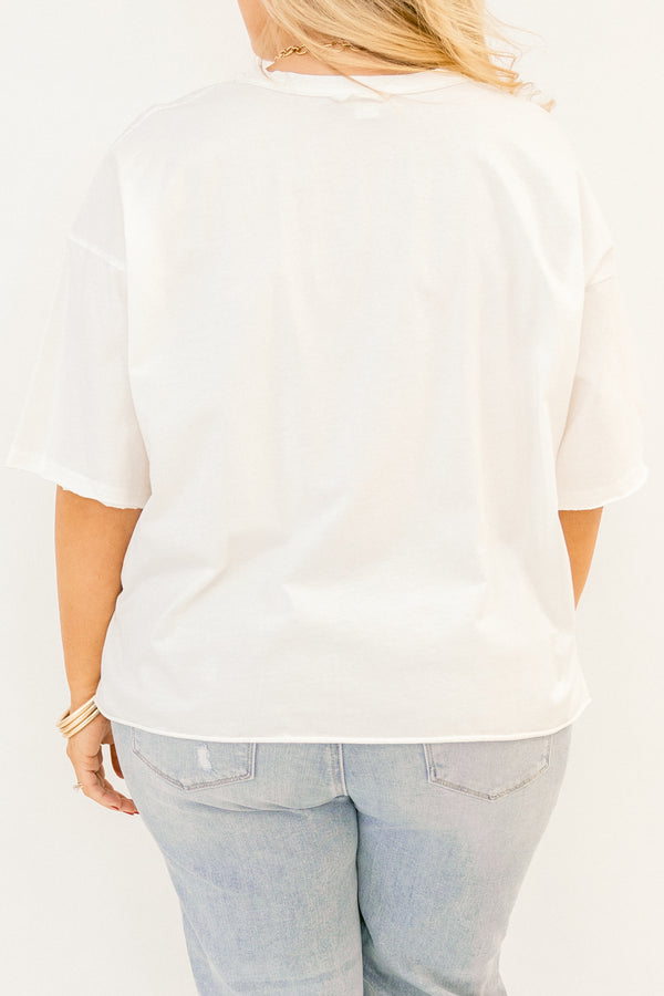 Chic Soul plus size clothing, white short sleeve vintage was tee with diet coke cans and 