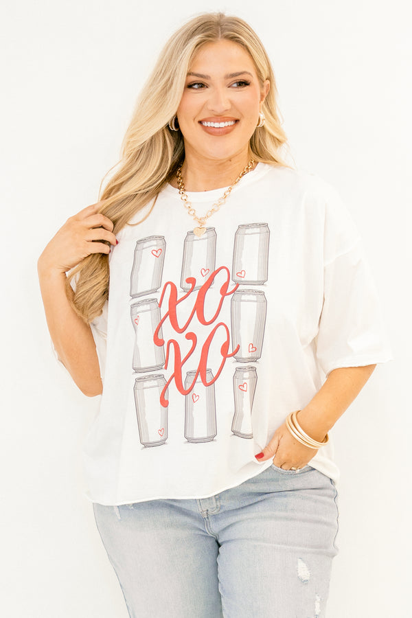 Chic Soul plus size clothing, white short sleeve vintage was tee with diet coke cans and 