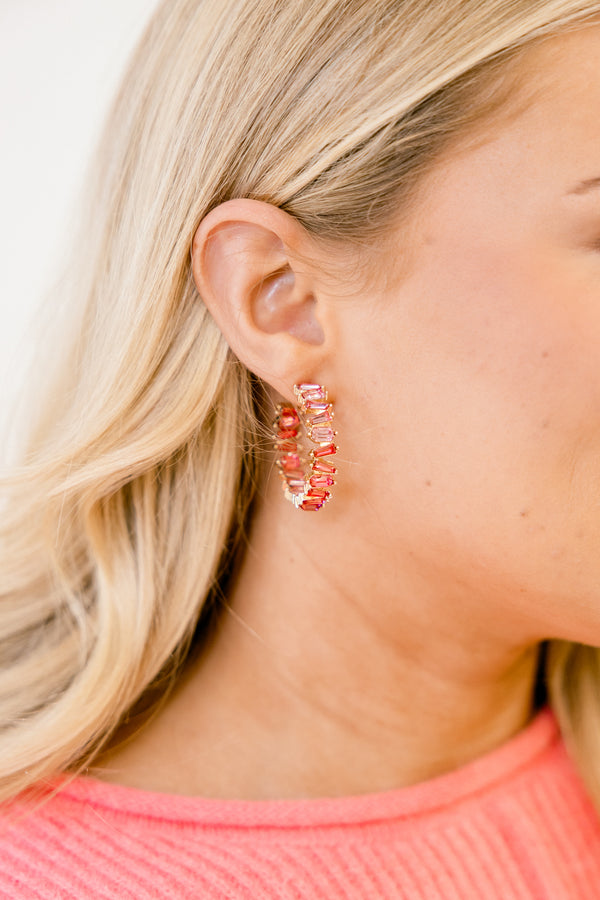 Chic Soul plus size clothing, pink open hoop crystal earrings 