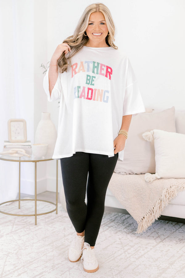 Chic Soul plus size clothing, white short sleeve boyfriend tee with 