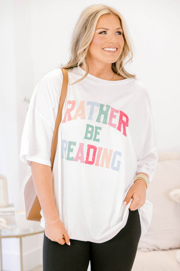 Chic Soul plus size clothing, white short sleeve boyfriend tee with 