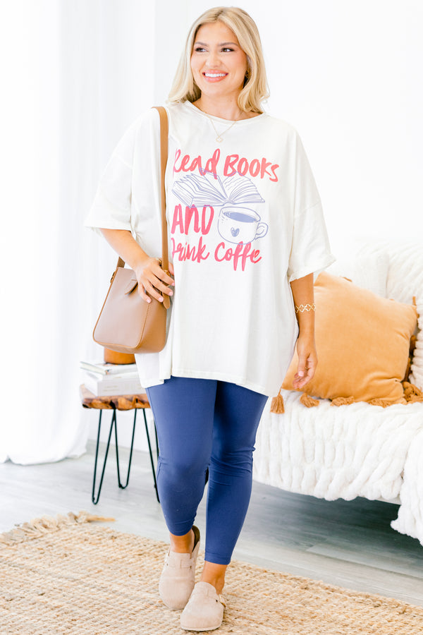 Chic Soul plus size clothing, white short sleeve boyfriend tee with 