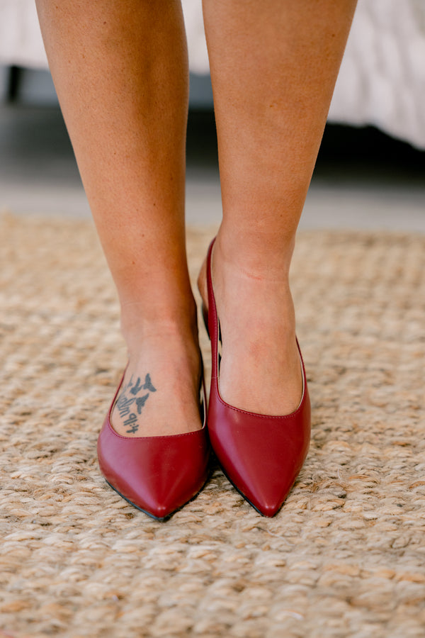 Chic Soul plus size clothing, red sling back flats that come to a point 